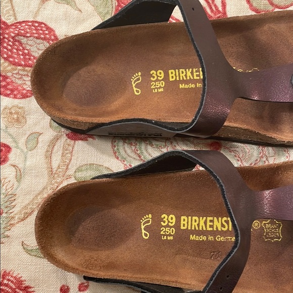 Birkenstock Gizeh Purple Natural Leather Thong Sandal Ergonomic Cork Footbed - Picture 2 of 11